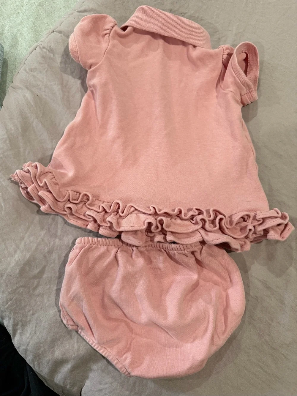 Ralph Lauren Pink Polo Ruffle Baby Bodysuit